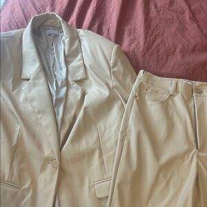 We Wore What Cream Blazer and Pants Set